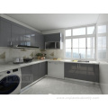 Color modular glossy lacquer fitted kitchen cabinet modern